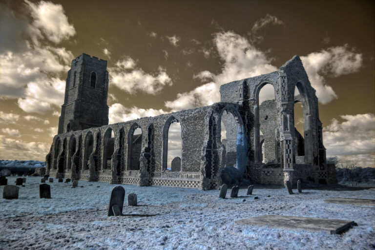 Covehithe’s Ancient Ruins in Infrared: A Dreamscape Unveiled